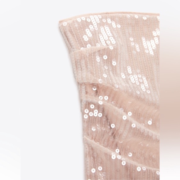 ZARA PINK STRAPLESS SEQUIN DRESS - Picture 14 of 15